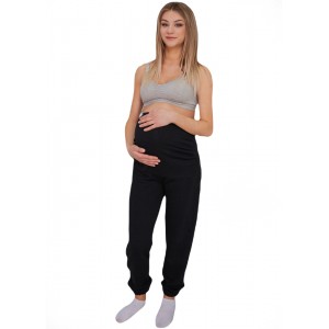 Утеплені спортивні штани-джогери для вагітних з кишенями Чорні